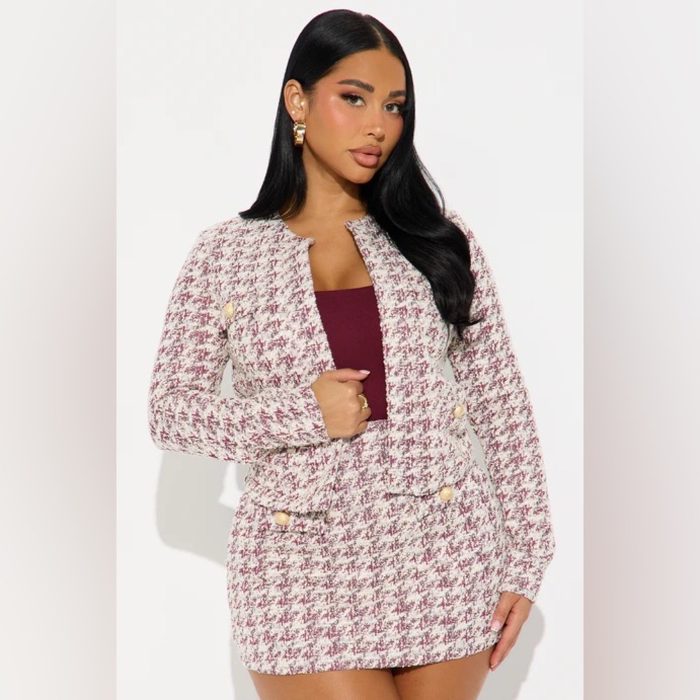 Fashion Nova Knit Tweed Jacket Set